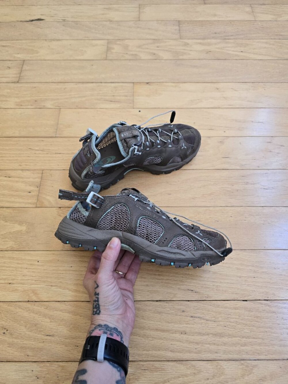 Vintage Y2K | Salomon Techamphibian 2 Brown Gorpcore Hiking Sandals | WMS 5